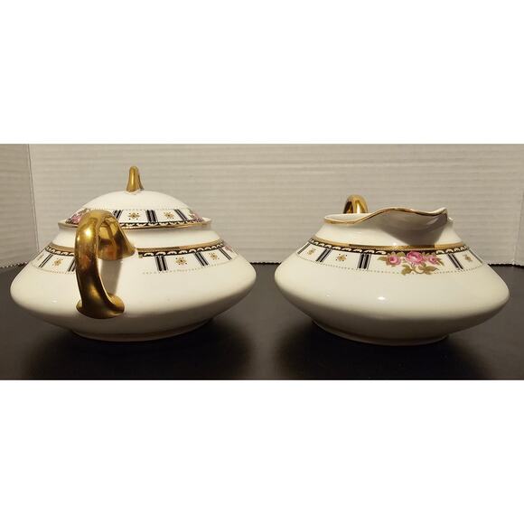 Vintage Cleveland China  Sugar Bowl w/Lid & creamer pitcher Bridal Rose Pattern - Picture 5 of 16